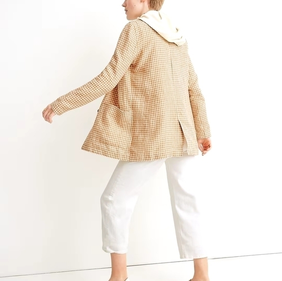 Madewell Linen Dorset Blazer in Gingham Check Womens Size L NWT - Picture 2 of 10